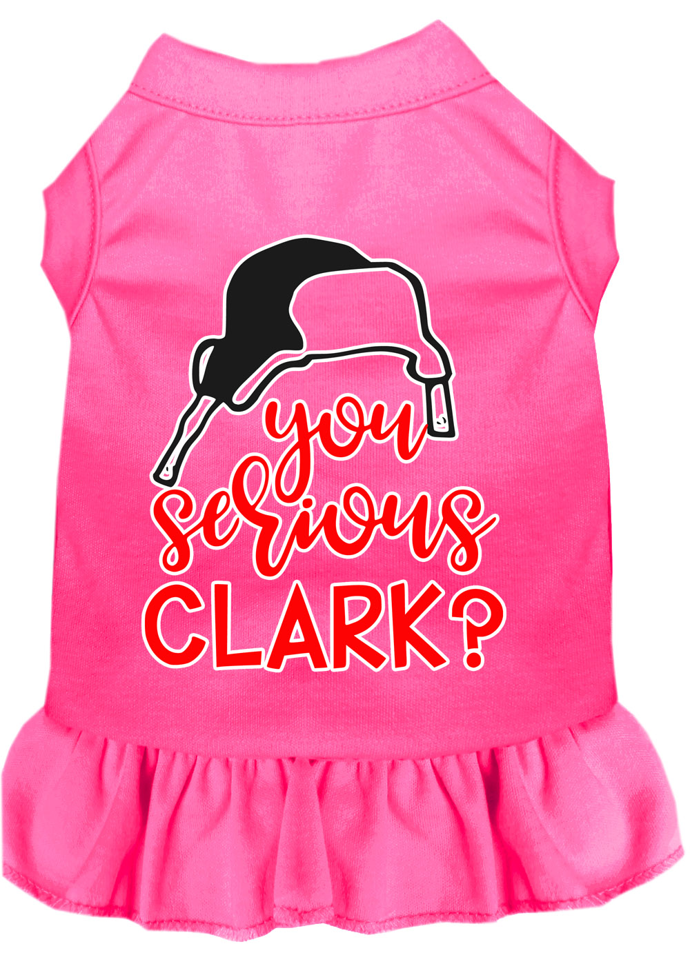 You Serious Clark? Screen Print Dog Dress Bright Pink Lg